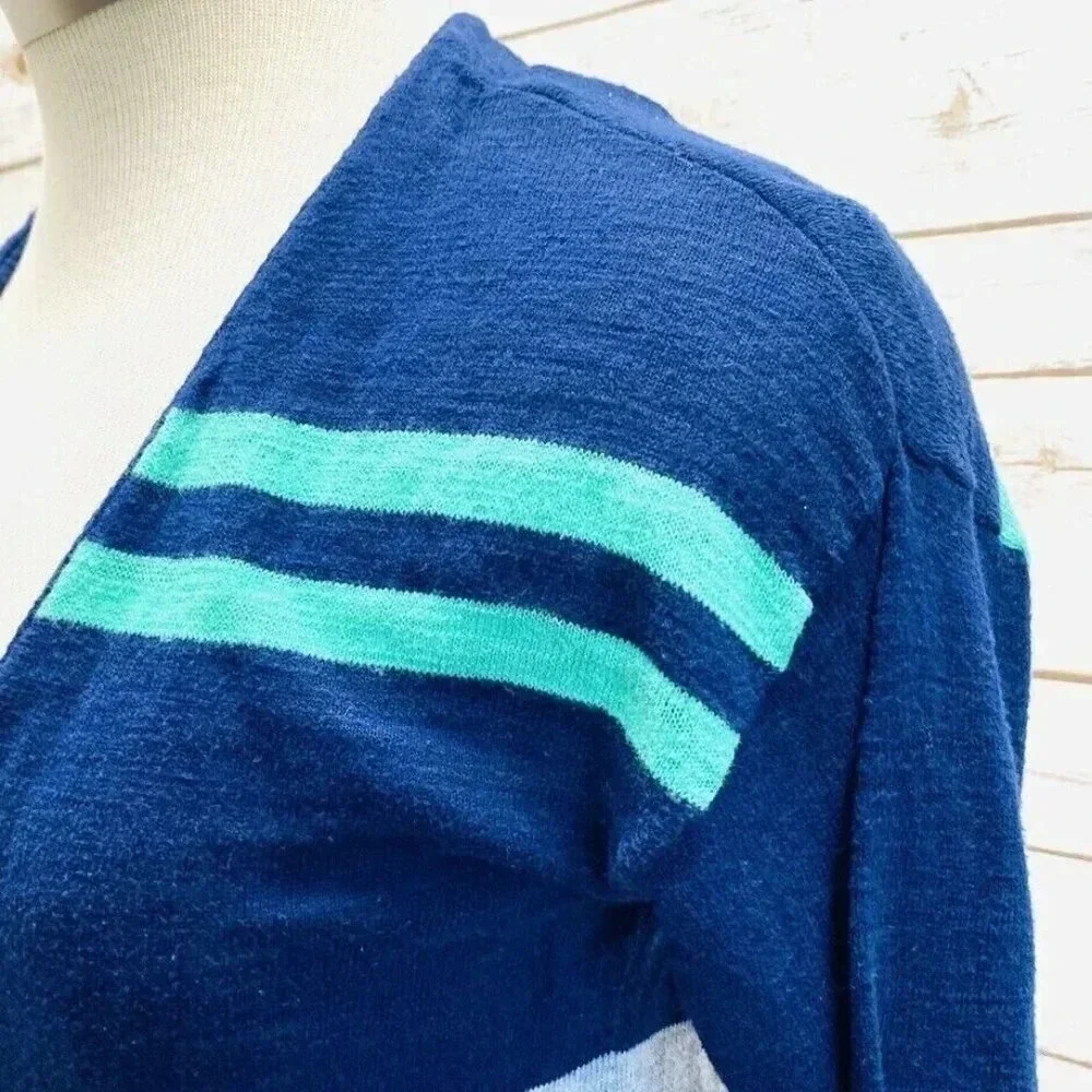 ARIZONA Women Long Sleeve Button Down Striped V-Neck Cardigan Top Size Small